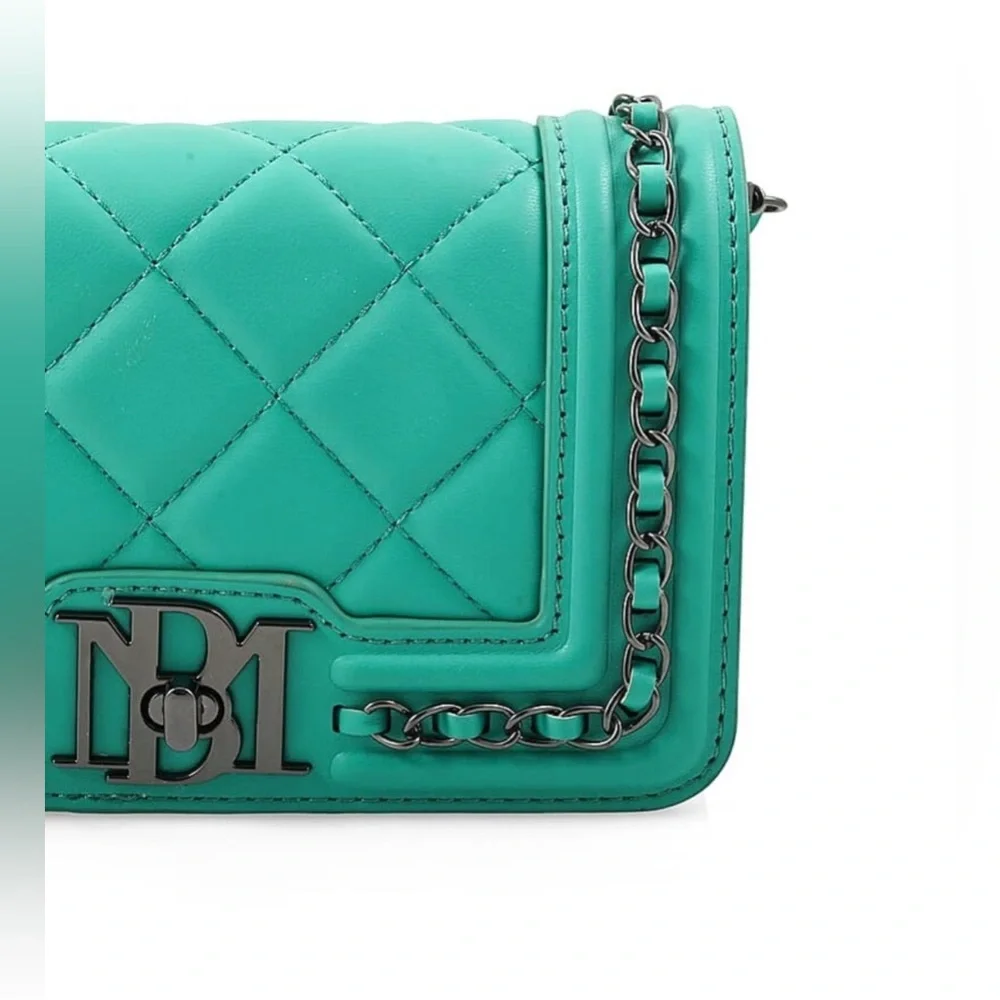Badgley Mischka Mint Quilted Cross Body Purse With Chain  NWT